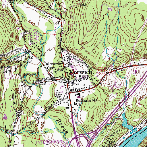 Topographic Map of Norwich Fire Department, VT