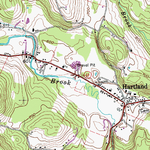 Topographic Map of Hartland Volunteer Fire Department and Rescue Squad Incorporated Station 1, VT