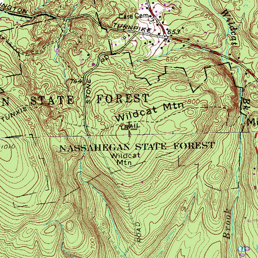 Topographic Map of Wildcat Mountain, CT
