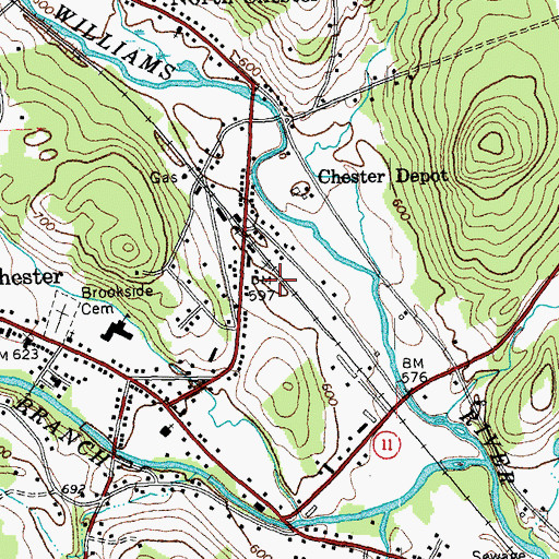 Topographic Map of Chester Fire Department, VT