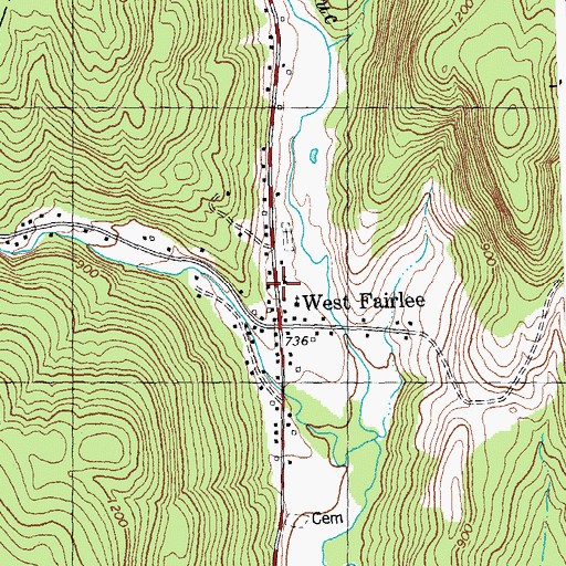 Topographic Map of West Fairlee Volunteer Fire Department, VT