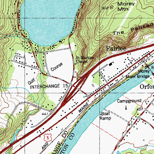Topographic Map of Fairlee Volunteer Fire Department, VT