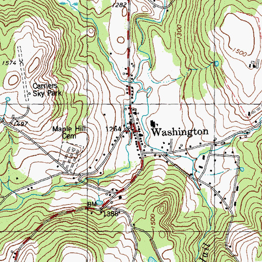 Topographic Map of Washington Volunteer Fire Department, VT