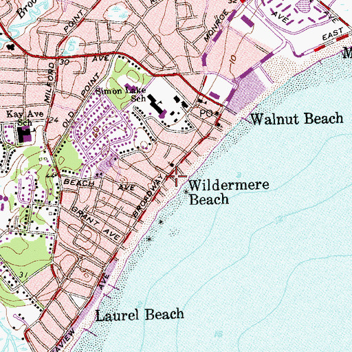 Topographic Map of Wildermere Beach, CT