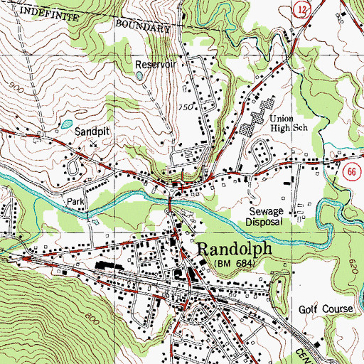 Topographic Map of Randolph Village Fire Department, VT
