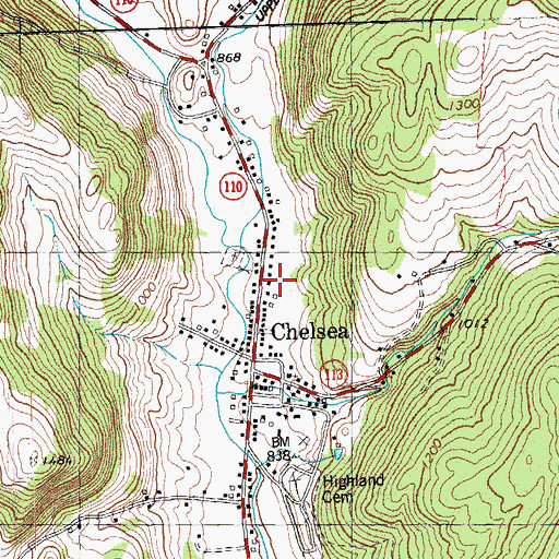 Topographic Map of Chelsea Volunteer Fire Department, VT