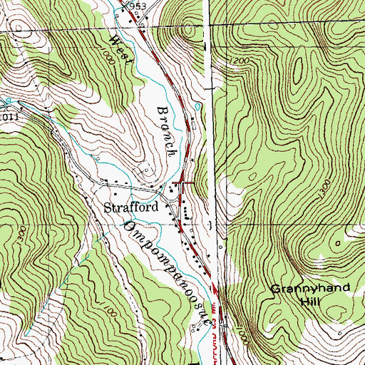 Topographic Map of Strafford Fire Station, VT