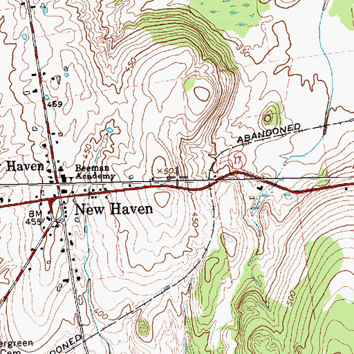 Topographic Map of New Haven Fire Station, VT