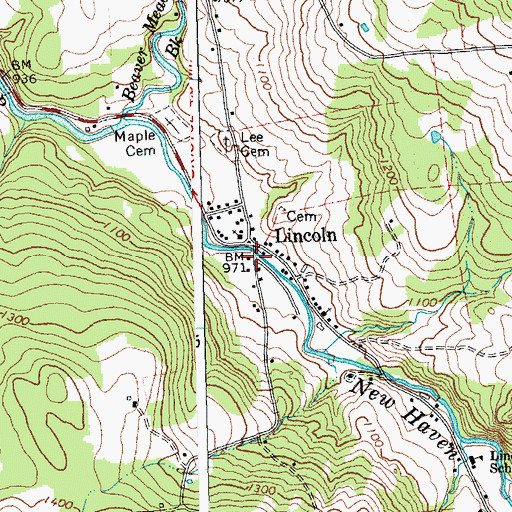 Topographic Map of Lincoln Volunteer Fire Department, VT