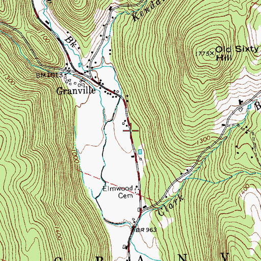 Topographic Map of Granville Volunteer Fire Department, VT