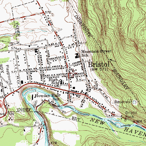 Topographic Map of Bristol Fire Station, VT