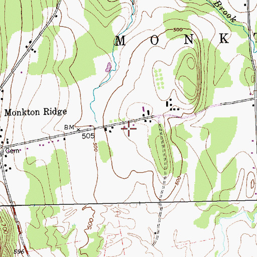 Topographic Map of Monkton Volunteer Fire Department, VT