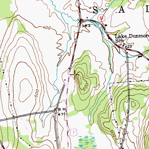 Topographic Map of Salisbury Volunteer Department, VT