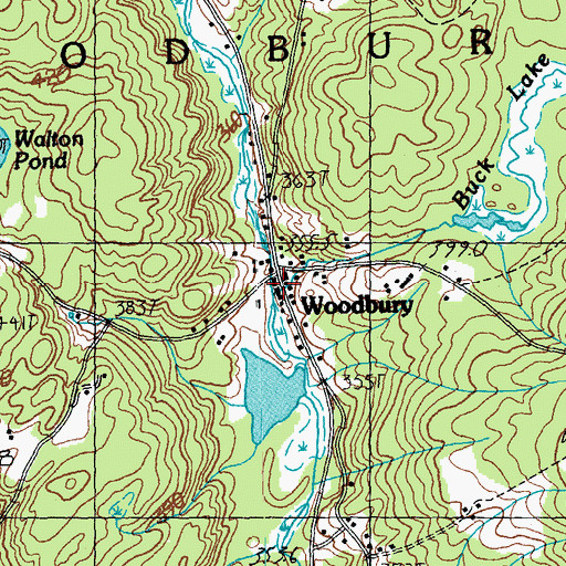 Topographic Map of Woodbury Volunteer Fire Department, VT