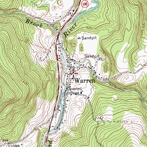 Topographic Map of Warren Volunteer Fire Department, VT