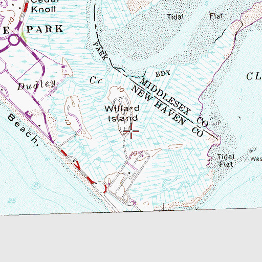 Topographic Map of Willard Island, CT