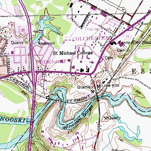 Topographic Map of Saint Michael's College Fire And Rescue Station, VT