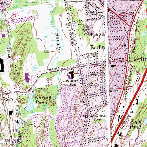 Topographic Map of Emma Hart Willard School, CT