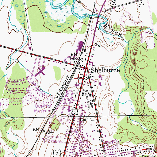 Topographic Map of Shelburne Volunteer Fire Department, VT