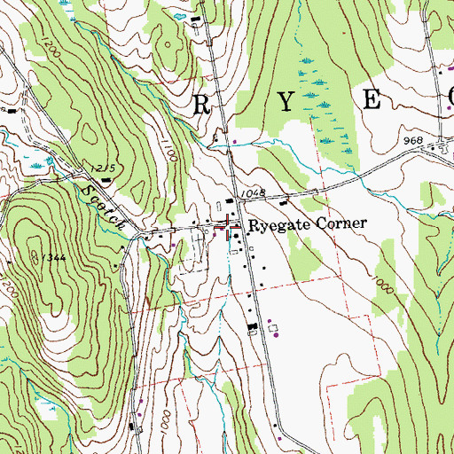 Topographic Map of Ryegate Fire Department, VT