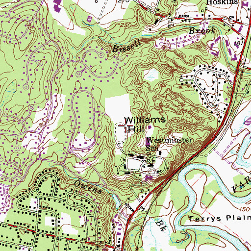 Topographic Map of Williams Hill, CT