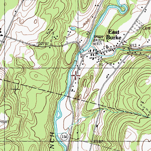 Topographic Map of East Burke Volunteer Fire Department, VT
