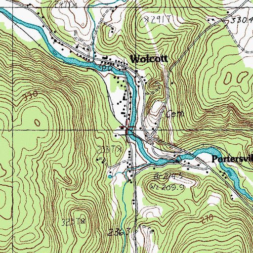 Topographic Map of Wolcott Fire Department, VT