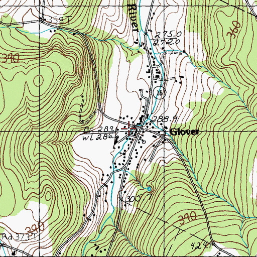 Topographic Map of Glover Volunteer Fire Department, VT