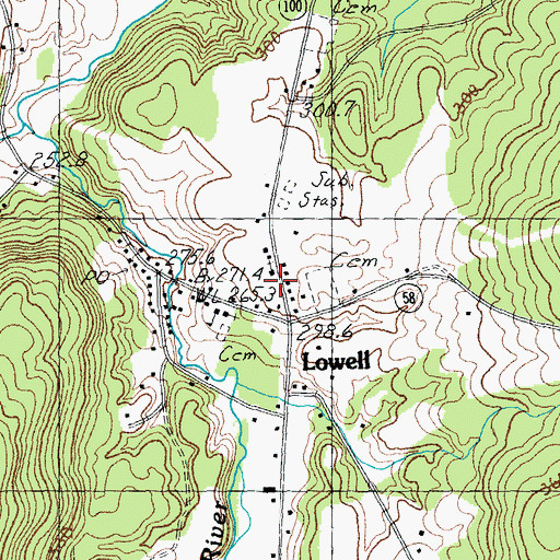 Topographic Map of Lowell Volunteer Fire Department, VT