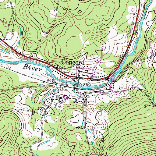 Topographic Map of Concord Fire and Rescue, VT