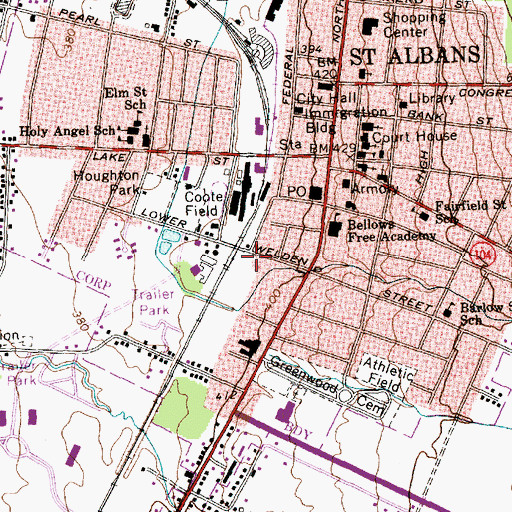 Topographic Map of Saint Albans City Fire Department, VT