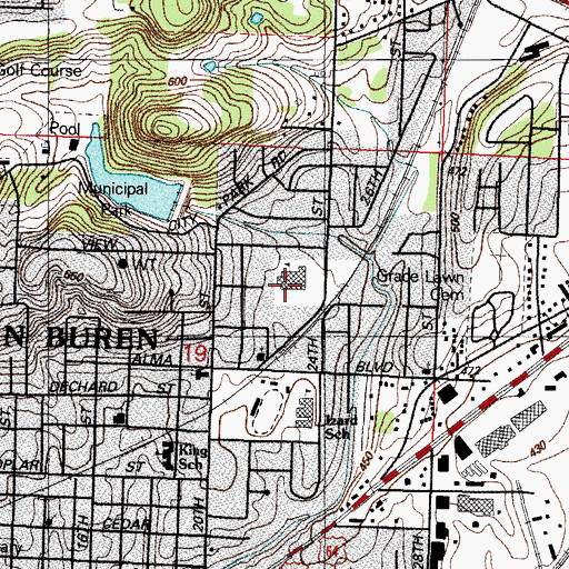 Topographic Map of CENTRAL MIDDLE SCHOOL, AR