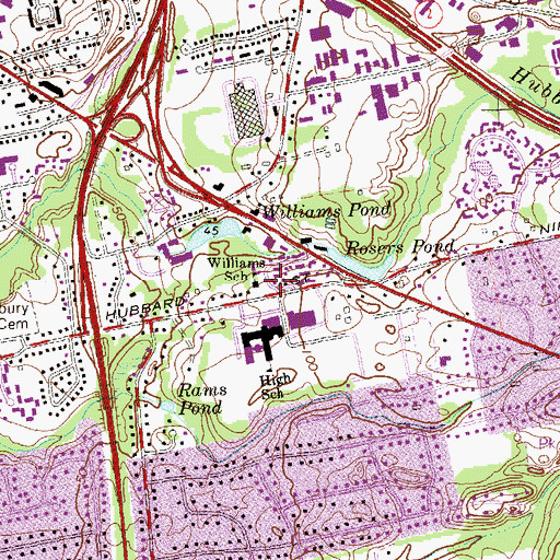 Topographic Map of Stanley T Williams School, CT