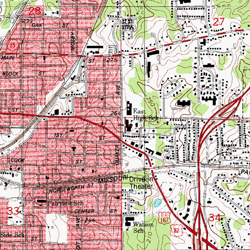 Topographic Map of Washington Middle School, AR