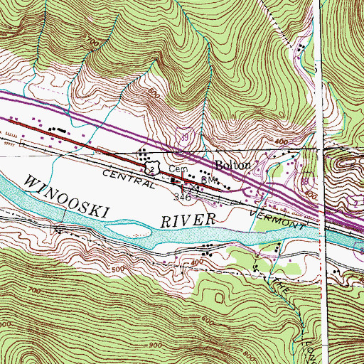Topographic Map of Bolton Fire Station, VT