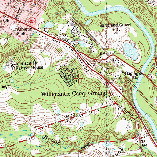 Topographic Map of Willimantic Camp Ground, CT