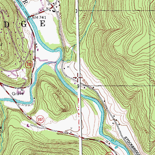 Topographic Map of Stockbridge Volunteer Fire Department, VT