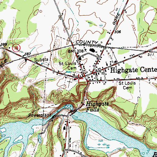 Topographic Map of Highgate Volunteer Fire Department, VT