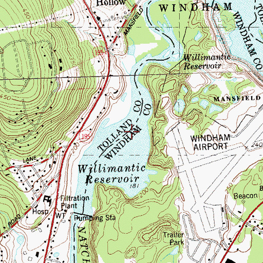Topographic Map of Willimantic Reservoir, CT