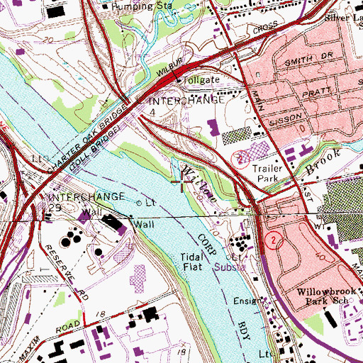 Topographic Map of Willow Brook, CT
