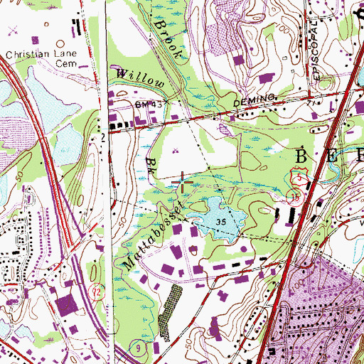 Topographic Map of Willow Brook, CT