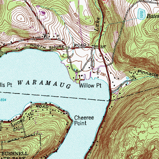 Topographic Map of Willow Point, CT