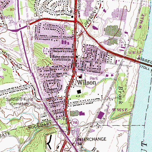 Topographic Map of Wilson, CT