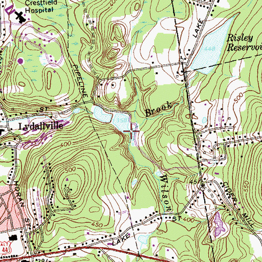 Topographic Map of Wilson Brook, CT