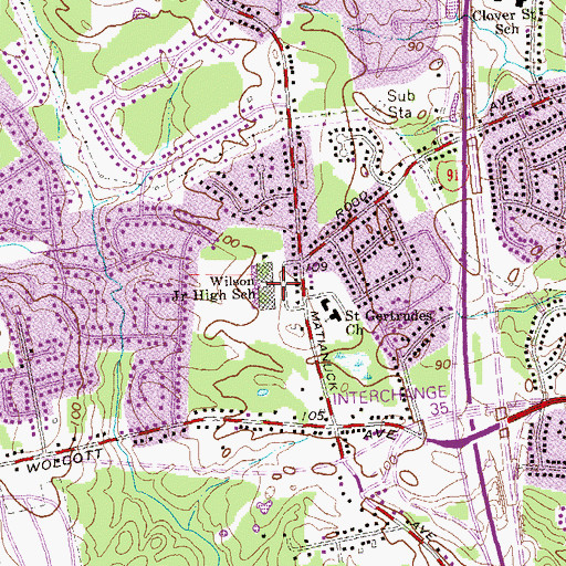 Topographic Map of Wilson High School, CT