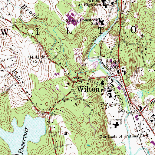 Topographic Map of Wilton, CT