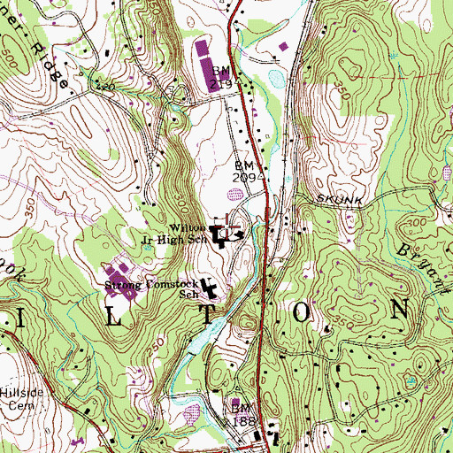 Topographic Map of Wilton High School, CT
