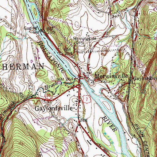 Topographic Map of Wimisink Brook, CT