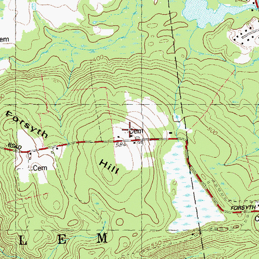 Topographic Map of Winaker Cemetery, CT