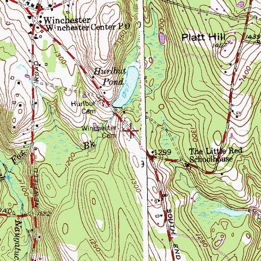Topographic Map of Winchester Cemetery, CT
